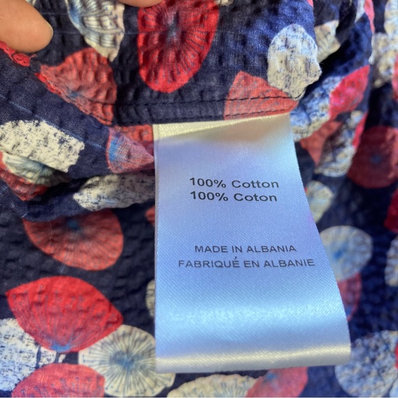 SAKS 5th Avenue Seersucker Short Sleeve Umbrella Design Button Shirt Men' Large - Picture 13 of 14